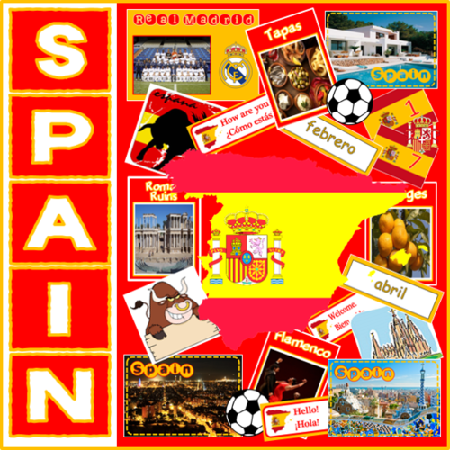SPAIN and SPANISH LANGUAGE -MULTICULTURAL DIVERSITY TEACHING RESOURCES, DISPLAY GEOGRAPHY