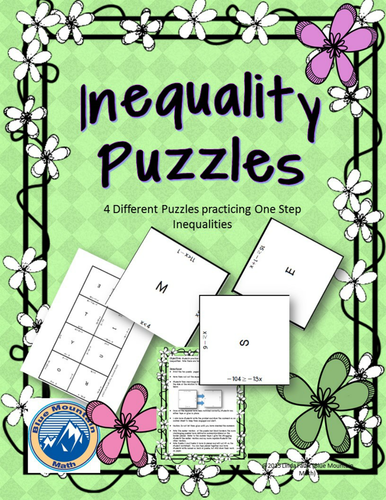 One Step Inequality Puzzle Set