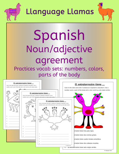 Spanish numbers, colors, parts of the body - noun adjective agreement