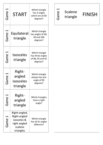 Triangle Classification Types Domino Loop Cards and SNATCH MATCH Fun Team Game