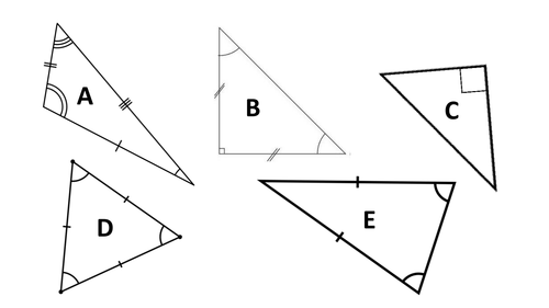 Five Triangle ID and Classification Maths Mastery PowerPoints including 23 identification questions