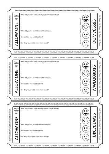 Exit Ticket Template High School