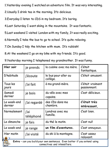 Sentence builder - past and present tense