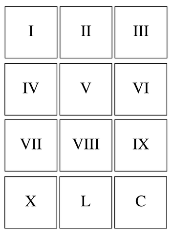 Roman Numerals Card Match