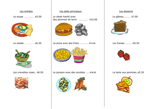 on kindergarten for food worksheet restaurant FOOD 4 nourriture by  Au  FRENCH La Worksheet