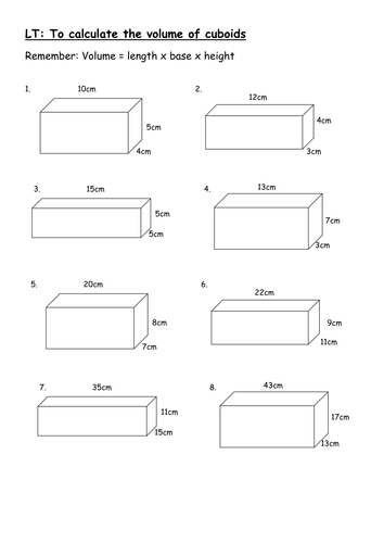 volume of cuboids teaching resources