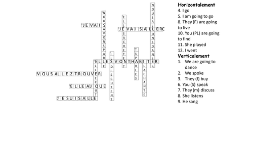 Crossword past present and future Teaching Resources