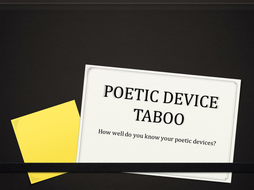 Poetry Starter TABOO - Fun Activity to Cement Knowledge of Poetic Devices
