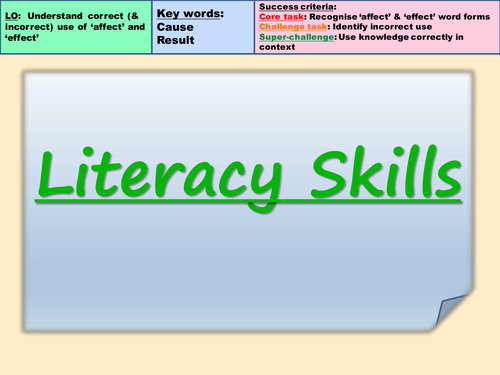 Literacy Skills: Difference between affect & effect
