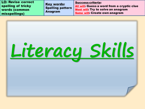 Literacy Skills: Anagrams Starting with 'D'