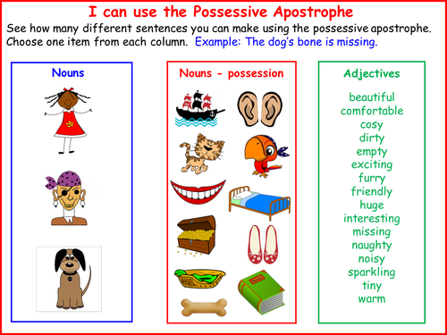 Possessive apostrophe practice sheets -singular and plural by Jazel