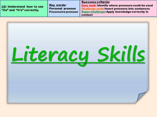 Literacy Skills: Using 'its'