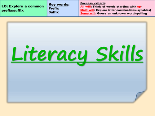 Literacy Skills: The 'up' prefix