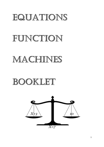 Equations Function Machines Booklet with answers