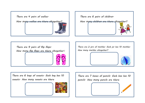 Pairs and tens word  problems worksheet. Differentiated worksheet.