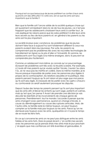 Gcse french writing holidays example image