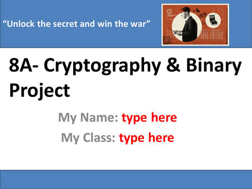 Cryptography & Binary Unit- 8 Lesson SOW With ALL TEACHER & STUDENT RESOURCES