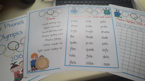 Phonics Olympics handout for activities.