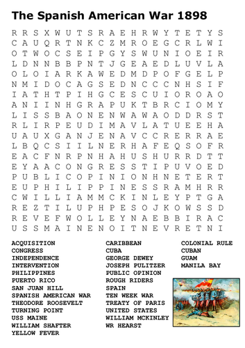 The Spanish American War 1898 Word Search 