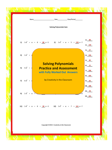 Solving Polynomials Practice and Assessment