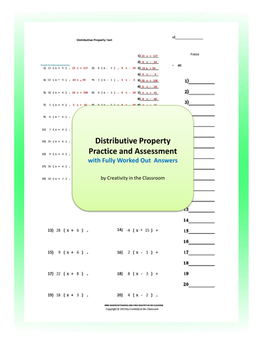 Distributive Property Practice and Assessment