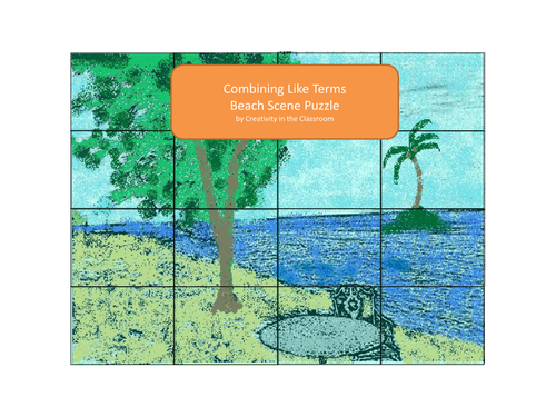 Combining Like Terms Beach Scene Puzzle