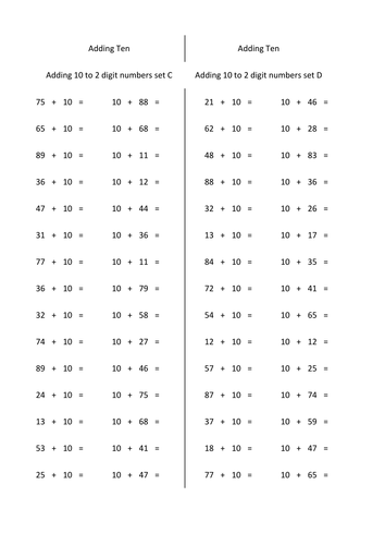 Adding Ten / Bonds to 100