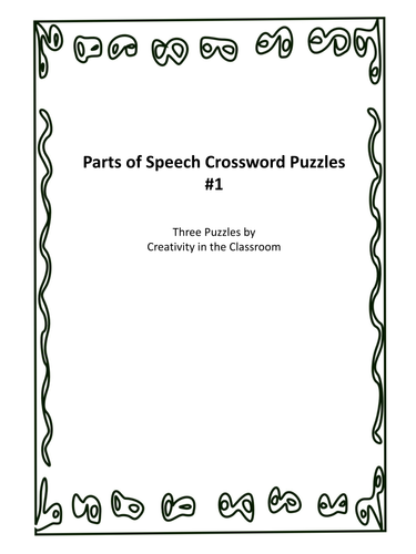 Parts of Speech Crossword Puzzles #1