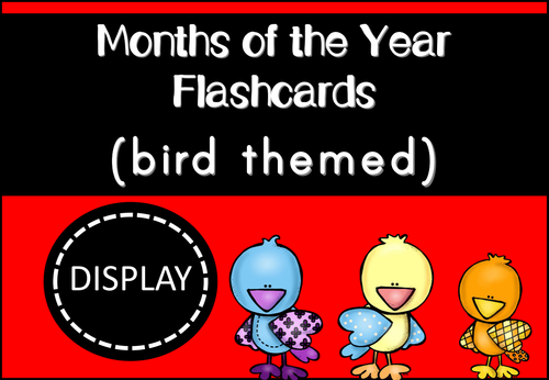 Months of the Year Flashcards (bird themed)