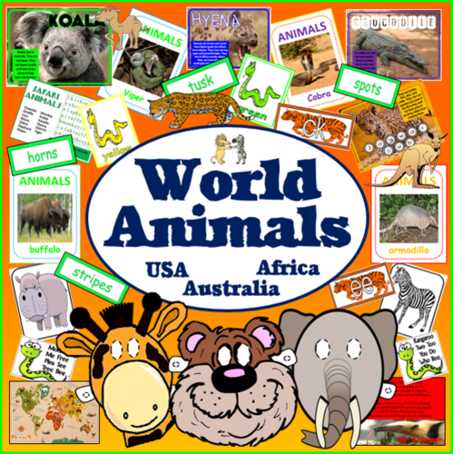 WORLD ANIMALS AFRICA USA AUSTRALIA TEACHING RESOURCES DISPLAY SCIENCE WORLD
