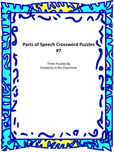 Parts of Speech Crossword Puzzles #7