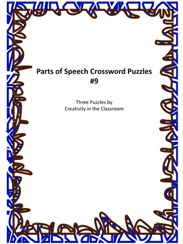 Parts of Speech Crossword Puzzles #9