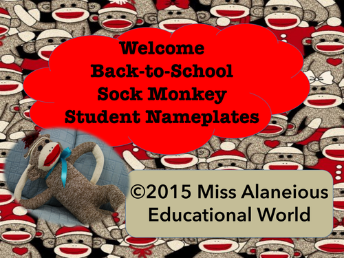 Back-To-School: Sock Monkey Student Name Plates