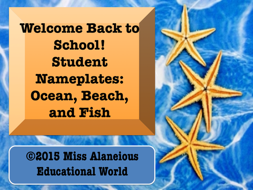 Back-To-School: Ocean and Fish Name Plate Labels