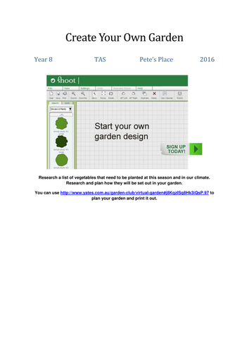 Year 8 TAS Gardening - Planning Your Own Garden