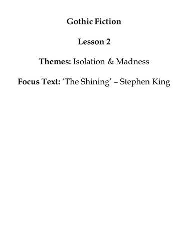 Gothic Fiction: The Shining - Stephen King (lesson 2)
