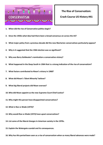 American Politics - Crash Course Question Sheets