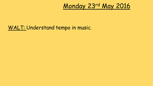 Year 3/4 Music lesson- Tempo