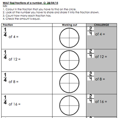 Finding fractions of numbers / amounts as asked in KS1 SATs