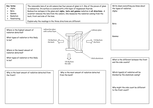Edexcel GCSE 6 mark writing frames for P2 Topic 4, 5 and 6 WITH MARK SCHEME
