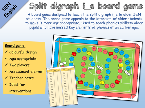 SEN English - Phonics - Split digraph i_e football board game