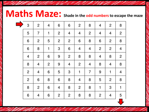 Maths Maze Odd Numbers