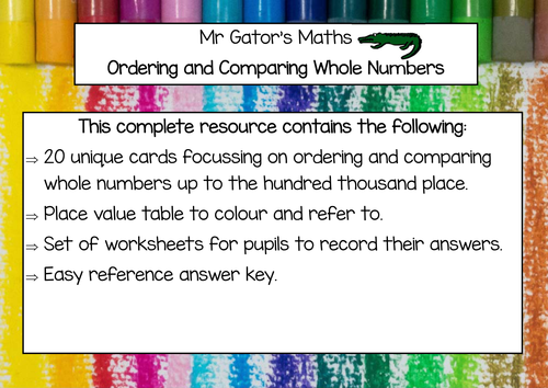 Ordering and Comparing Whole Numbers Circus