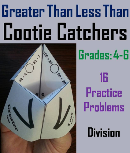 Greater Than Less Than: Grades 4-6 Cootie Catchers