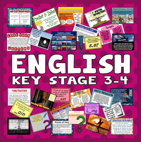 100 KEY STAGE 3-4 ENGLISH ACTIVIES GAMES STARTERS TEACHING RESOURCES