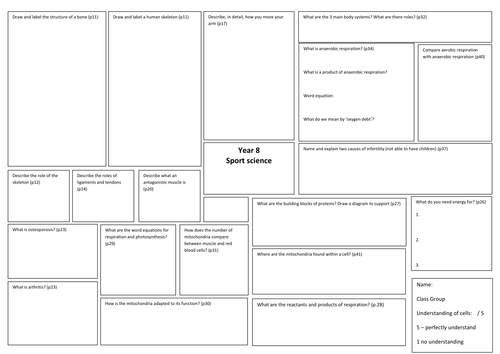 NEW KS3 REVISION BROADSHEETS YEAR 8  SCIENCE 