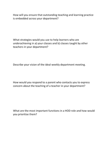 Aspiring HoD Interview Questions