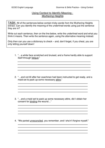 Edexcel GCSE English Lang Paper 1 Reading Task
