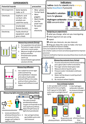 experiments revision notes for igcse biology (edexcel)