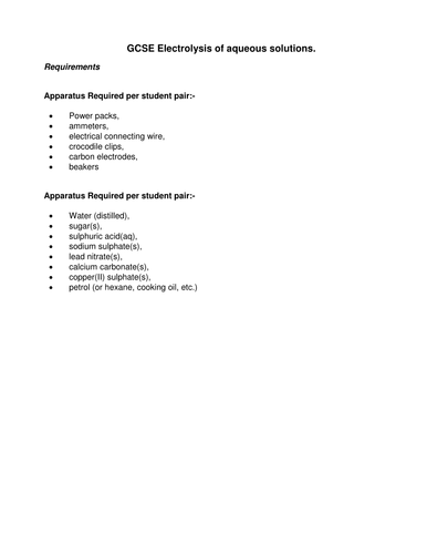 Chemistry (GCSE) Electrolysis